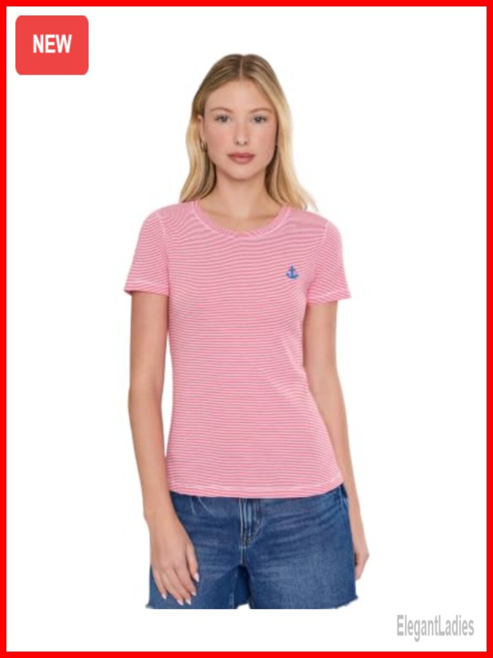 Lilly Pulitzer Danica Knit Top Crew Neck Short Sleeve Pullover Cotton